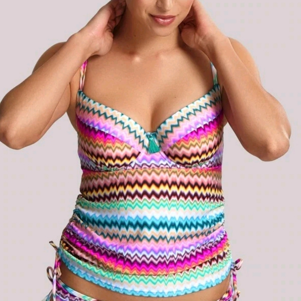 Panache Milano Balconette Tankini Swimsuit Top with Underwire, SIZE 34D